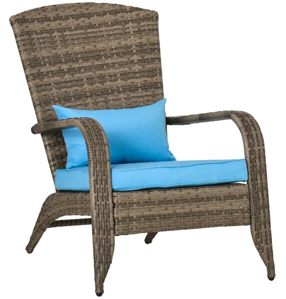 VivaGarden Poltrona da Esterno in Rattan PE Dimensioni 65x86x90 cm colore Blu/Marrone - Adironrack