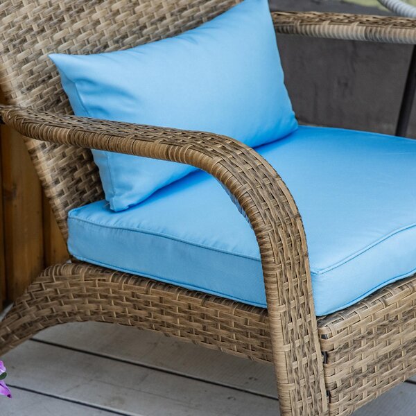 VivaGarden Poltrona da Esterno in Rattan PE Dimensioni 65x86x90 cm colore Blu/Marrone - Adironrack