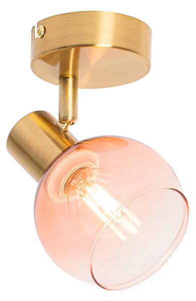 Faretto Art Déco oro con vetro rosa - VIDRO