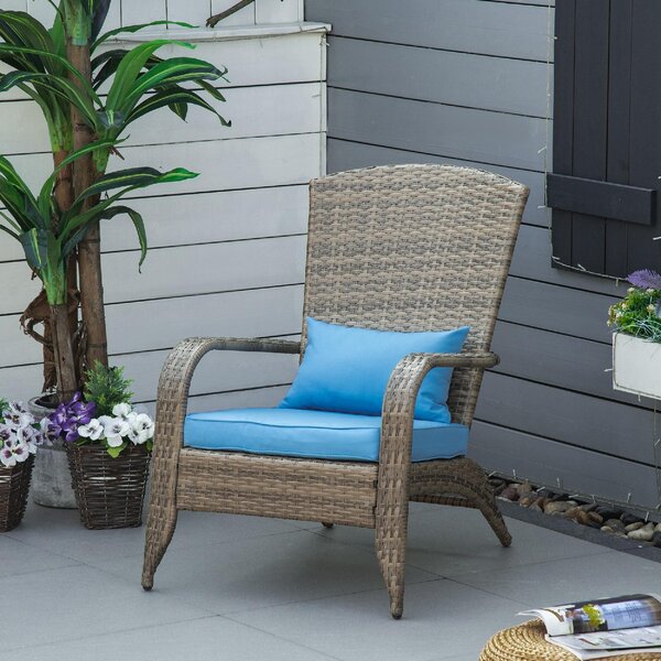 VivaGarden Poltrona da Esterno in Rattan PE Dimensioni 65x86x90 cm colore Blu/Marrone - Adironrack