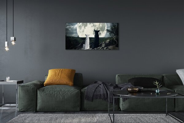 Quadro su tela Wolves Moon Forest 100x50 cm