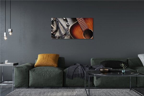 Quadro stampa su tela Sticchi di microfono per chitarra 100x50 cm