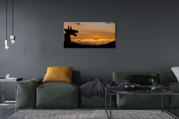 Quadro su tela Dragon Sunset Heaven 100x50 cm
