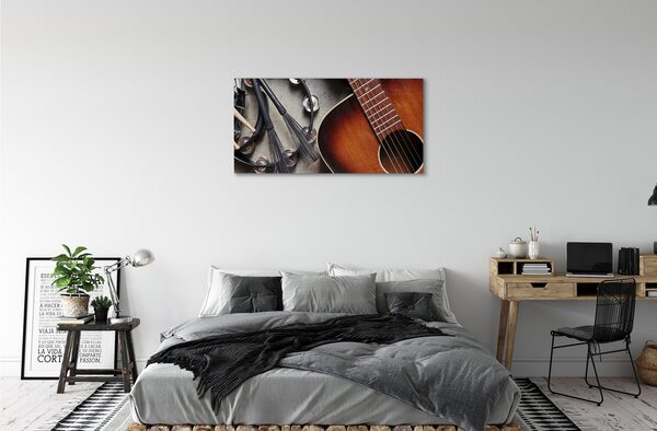 Quadro stampa su tela Sticchi di microfono per chitarra 100x50 cm