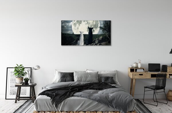 Quadro su tela Wolves Moon Forest 100x50 cm