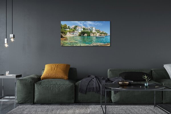 Quadro stampa su tela Natura della Grecia Sea City 100x50 cm