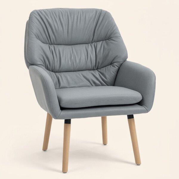 DecHome Poltrona Moderna in Ecopelle Dimensioni 68x74x89 colore Grigio