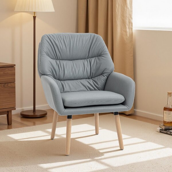 DecHome Poltrona Moderna in Ecopelle Dimensioni 68x74x89 colore Grigio