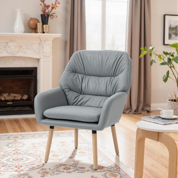 DecHome Poltrona Moderna in Ecopelle Dimensioni 68x74x89 colore Grigio