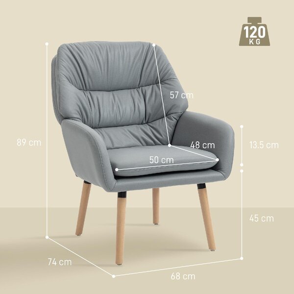 DecHome Poltrona Moderna in Ecopelle Dimensioni 68x74x89 colore Grigio