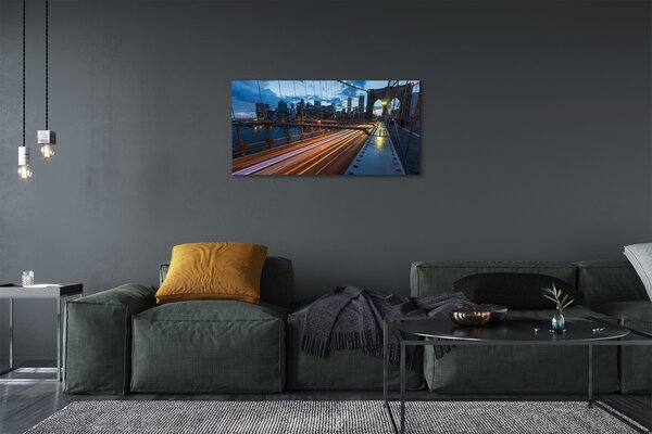 Quadro su tela Skyscrapers River Bridge 100x50 cm