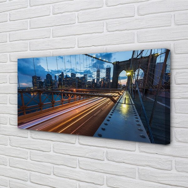 Quadro su tela Skyscrapers River Bridge 100x50 cm