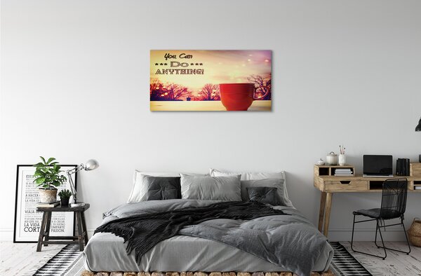 Quadro su tela La tazza di iscrizione rossa autunno 100x50 cm