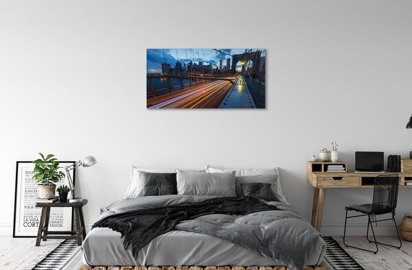 Quadro su tela Skyscrapers River Bridge 100x50 cm