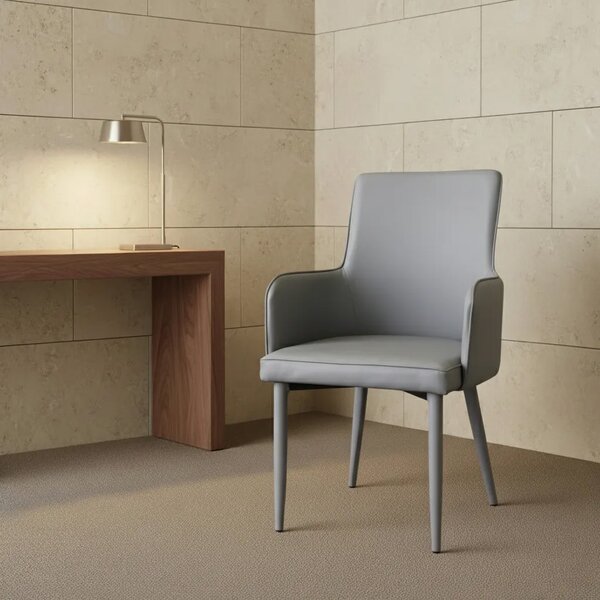 DecHome Poltrona Moderna in Ecopelle Dimensioni 45x49,5x87,5 colore Grigio Chiaro - Camille