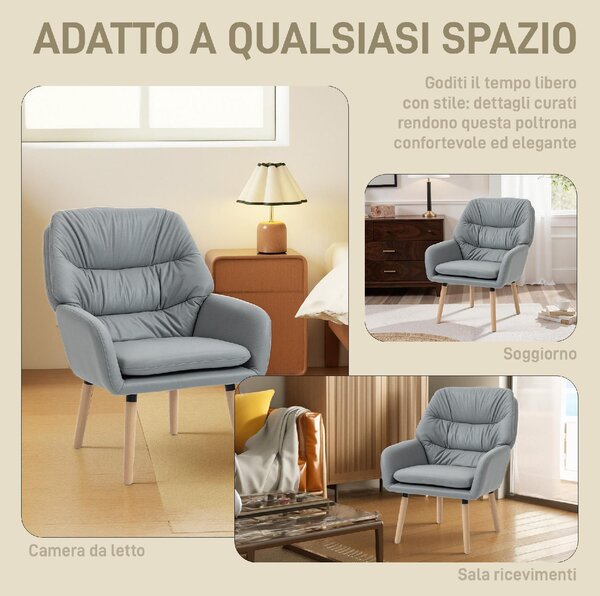 DecHome Poltrona Moderna in Ecopelle Dimensioni 68x74x89 colore Grigio
