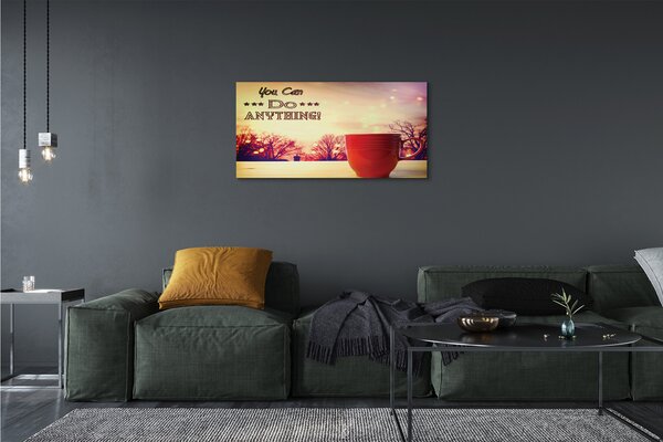Quadro su tela La tazza di iscrizione rossa autunno 100x50 cm