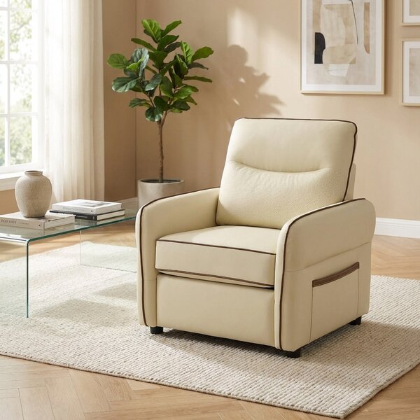 DecHome Poltrona Moderna in Ecopelle Dimensioni 80x81x90 colore Beige