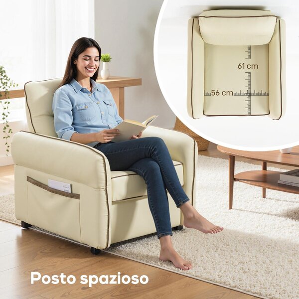DecHome Poltrona Moderna in Ecopelle Dimensioni 80x81x90 colore Beige