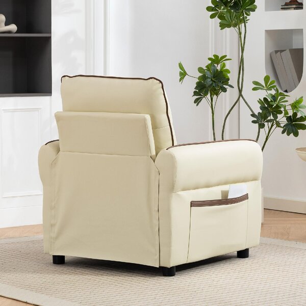 DecHome Poltrona Moderna in Ecopelle Dimensioni 80x81x90 colore Beige