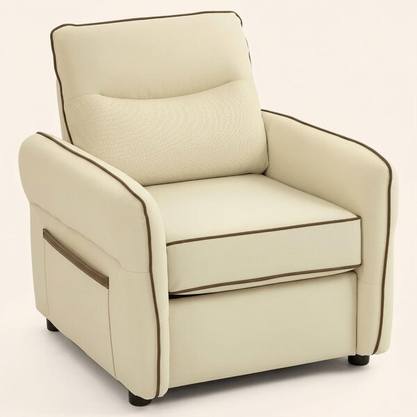 DecHome Poltrona Moderna in Ecopelle Dimensioni 80x81x90 colore Beige