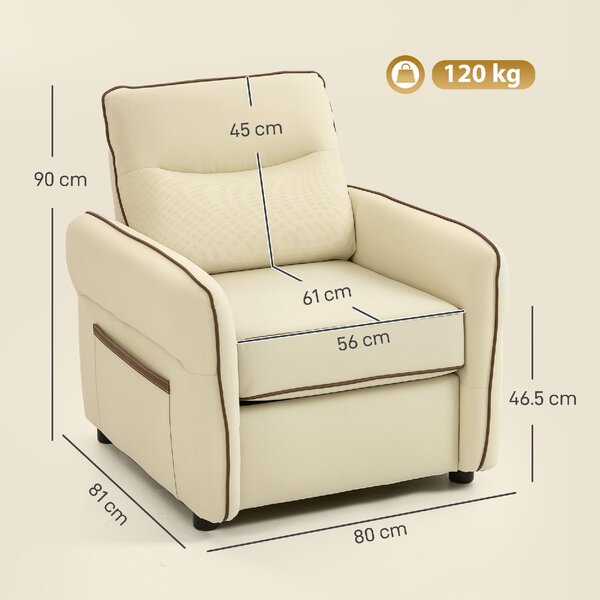 DecHome Poltrona Moderna in Ecopelle Dimensioni 80x81x90 colore Beige