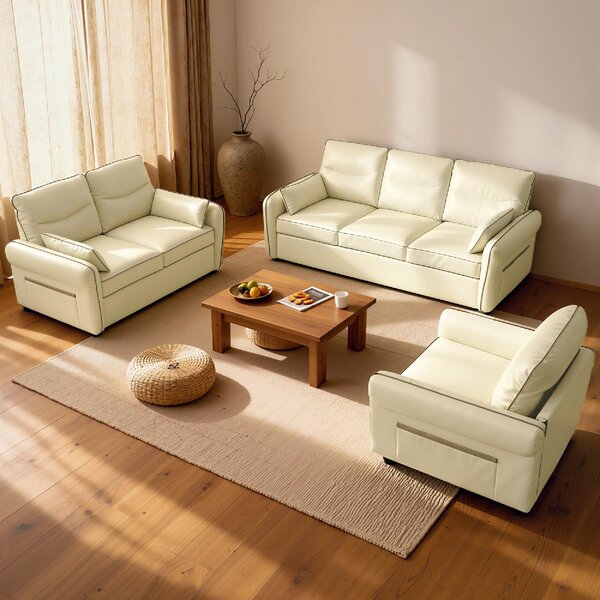 DecHome Poltrona Moderna in Ecopelle Dimensioni 80x81x90 colore Beige