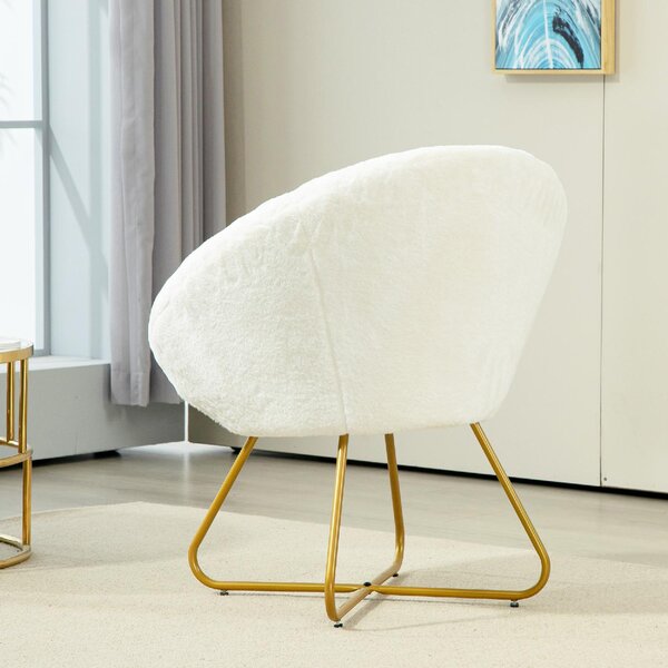 DecHome Poltrona Moderna in Finta Pelliccia Dimensioni 75x66x79 colore Bianco