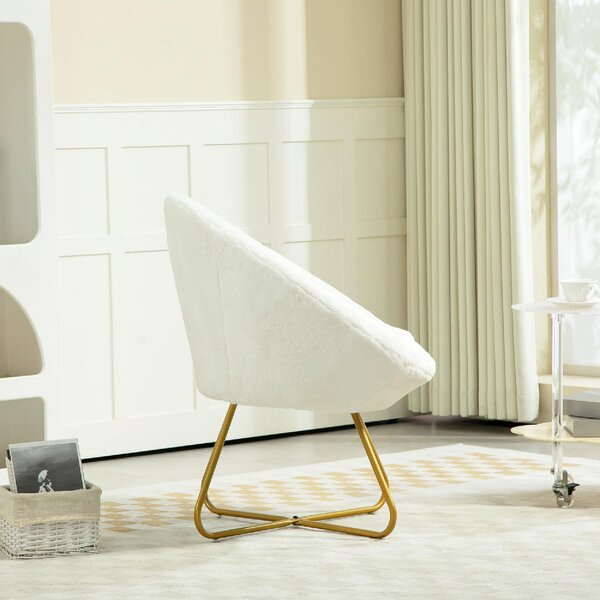 DecHome Poltrona Moderna in Finta Pelliccia Dimensioni 75x66x79 colore Bianco