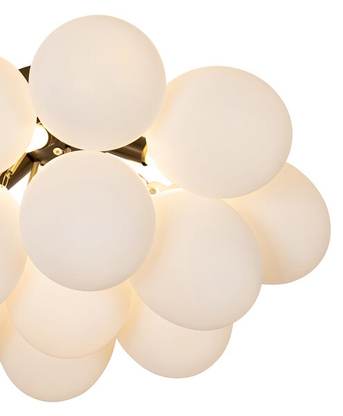 Plafoniera smart nera con vetro opale 4 luci incl. Zigbee G9 - Uvas
