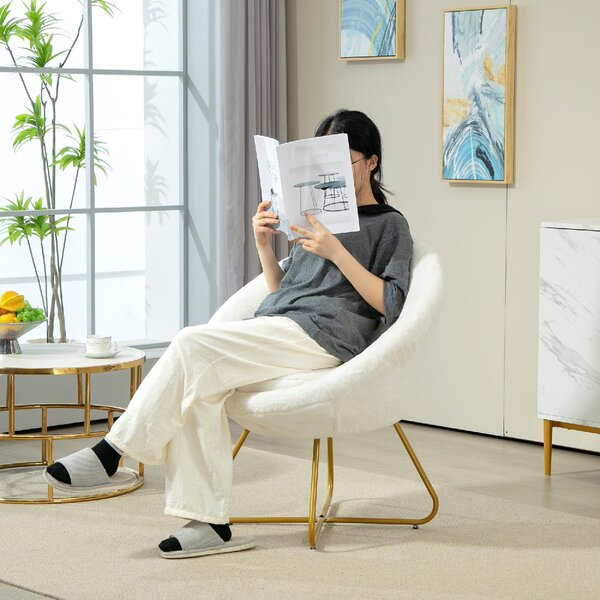 DecHome Poltrona Moderna in Finta Pelliccia Dimensioni 75x66x79 colore Bianco