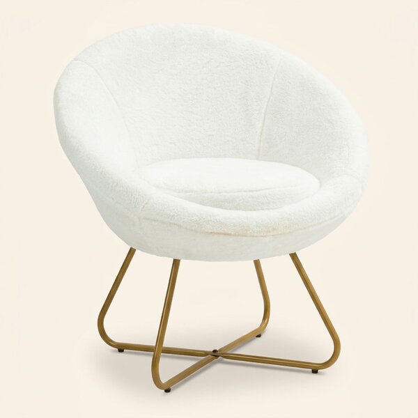DecHome Poltrona Moderna in Finta Pelliccia Dimensioni 75x66x79 colore Bianco