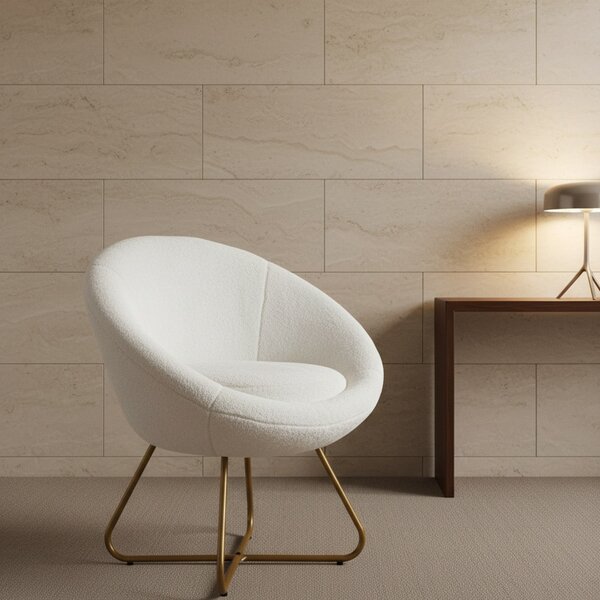 DecHome Poltrona Moderna in Finta Pelliccia Dimensioni 75x66x79 colore Bianco