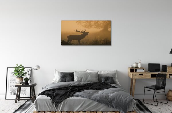 Quadro su tela Jeleń Sunrise 100x50 cm