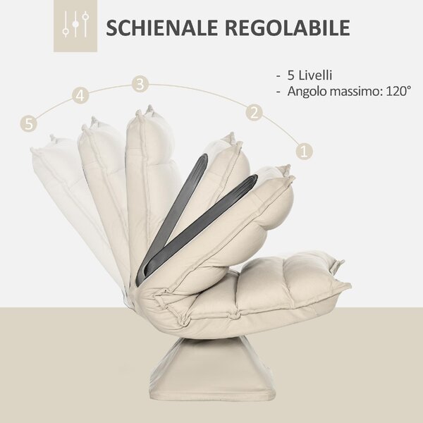 DecHome Poltrona Moderna in Tessuto Dimensioni 62x70x95 colore Beige