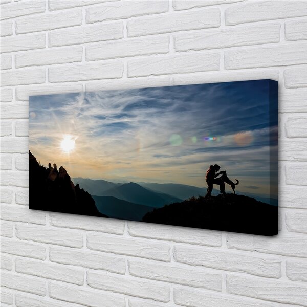 Quadro su tela Uomo di una montagna per cani 100x50 cm