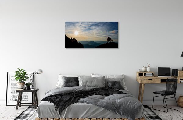 Quadro su tela Uomo di una montagna per cani 100x50 cm
