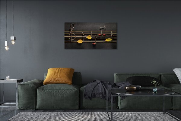 Quadro su tela Note da bastoncini e foglie 100x50 cm
