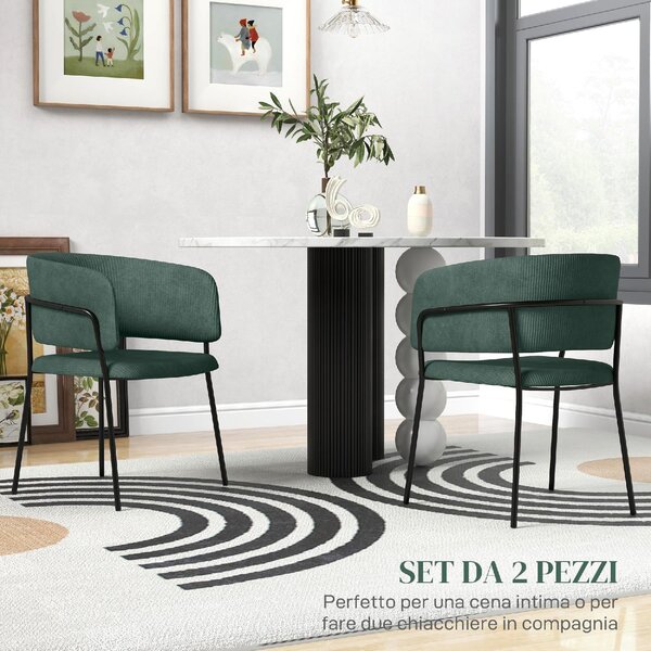 DecHome Poltrona Moderna in Tessuto Dimensioni 57x53x73 Set 2 Poltrone colore Verde