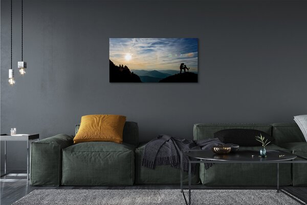 Quadro su tela Uomo di una montagna per cani 100x50 cm