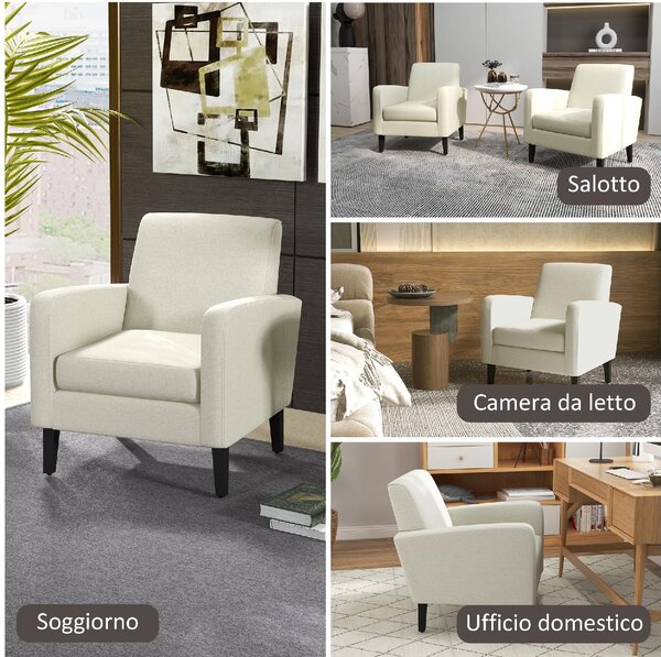 DecHome Poltrona Moderna in Tessuto Dimensioni 66x72x74 colore Crema