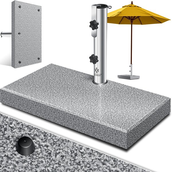 Supporto per ombrellone KESSER® in granito con tubo in acciaio inossidabile, base di alta qualità da 30 kg - per pali di ombrellone da 16 a 48 mm. Include maniglia per il trasporto, ideale per ombrelloni da giardino o da balcone