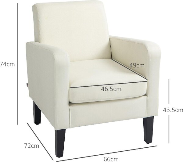 DecHome Poltrona Moderna in Tessuto Dimensioni 66x72x74 colore Crema