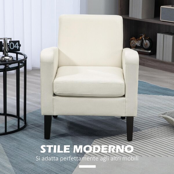 DecHome Poltrona Moderna in Tessuto Dimensioni 66x72x74 colore Crema