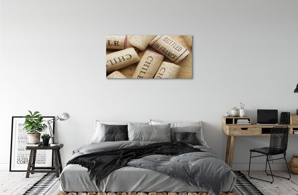 Quadro su tela Bottiglie di vino ingorghi 100x50 cm