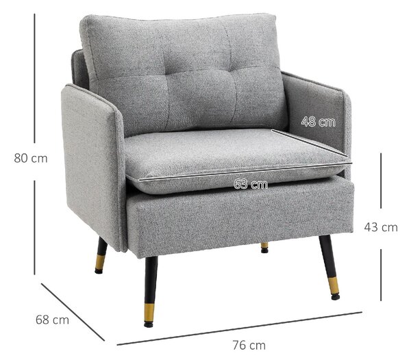 DecHome Poltrona Moderna in Tessuto Dimensioni 76x68x80 colore Grigio