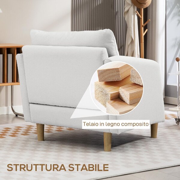 DecHome Poltrona Moderna in Tessuto Dimensioni 90x86x91 colore Crema
