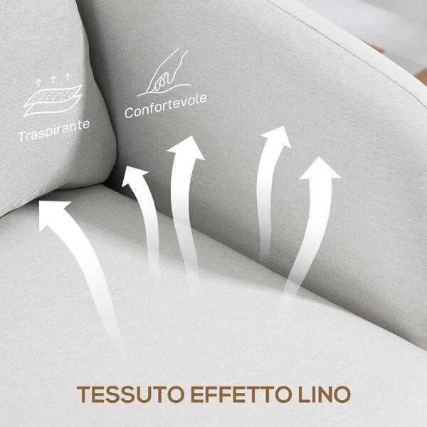 DecHome Poltrona Moderna in Tessuto Dimensioni 90x86x91 colore Crema