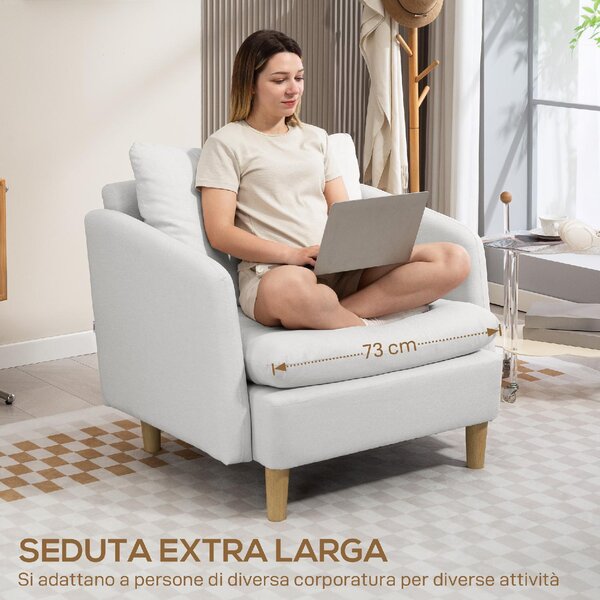 DecHome Poltrona Moderna in Tessuto Dimensioni 90x86x91 colore Crema