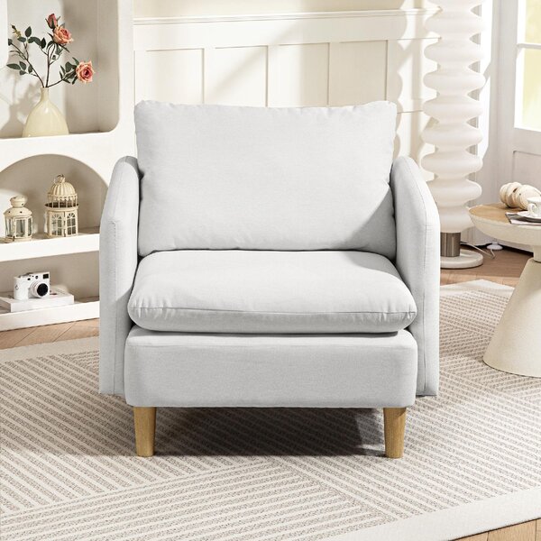 DecHome Poltrona Moderna in Tessuto Dimensioni 90x86x91 colore Crema